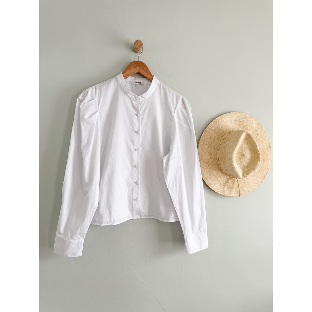 Madewell | NWT Puff-Sleeve Button-Up Shirt White | Sz L - Picture 2 of 11